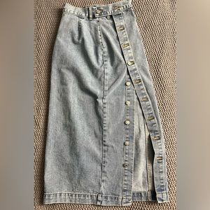 Button Front Longline Denim Skirt